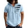 Men'S Casual Short Sleeved Hooded Top Buttoned Open Neck T-Shirt