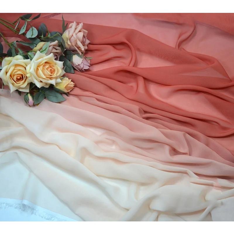Gradient Color Organza Tulle Fabric 100D Chiffon Fabric for Diy Ancient Style Hanfu Dress Stage Dance Costume Drape Decor Craft