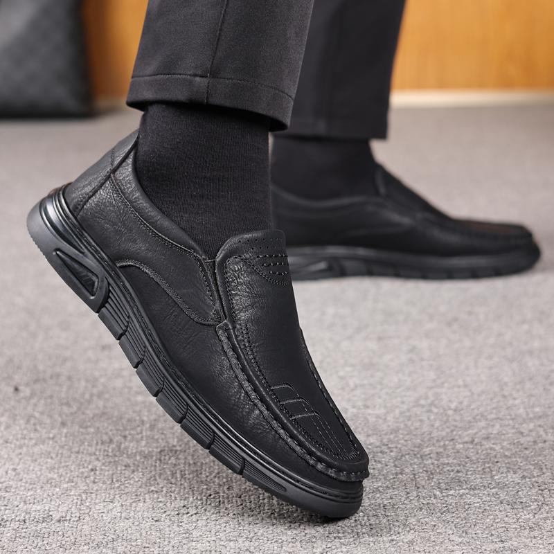 British Style Men'S Business Leather Shoes Casual Non-Slip Large Size Elegant Middle-Aged And Elderly Black Leather Shoes For Me