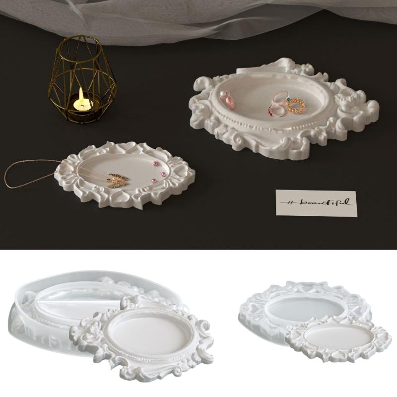 Silicone Crafting Mold With Detailed Renaissances Floral Pattern For Creating Decorative Tray Multipurpose Organizers