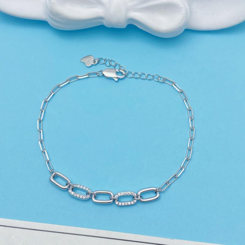 S925 Sterling Silver Geometric Hip Hop Bracelet: Exquisite, Fashionable, and Trendy S925 Sterling Silver