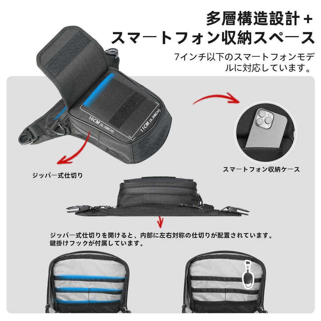 Rhinowalk Motorcycle Tank Bag with Magnetic Quick Release Leg Waist Pack for Outdoor Thigh Bike Riding Crossbody Bag Backpack for Leg Bag Strap, Men,