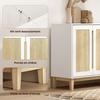 Sideboard, Storage Unit, 2 Doors, 4 Drawers, Adjustable Shelf, 120 x 40 x 86 cm, White and Oak