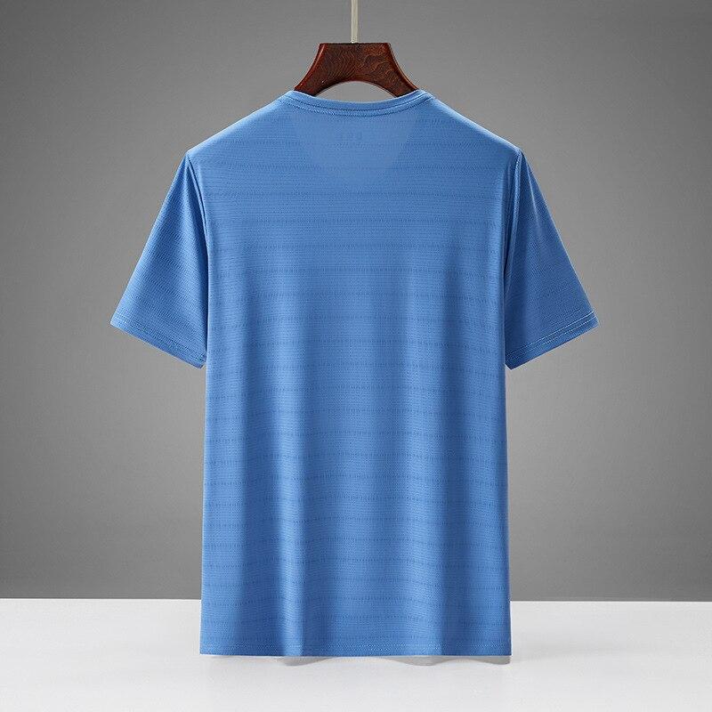 (L-5XL)Quick Dry Sports T-Shirt Men Summer New Fitness Tops Ice Silk Mesh Breathable Gym Running Hiking Short-Sleeved Tee Shirt