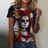 Fashion Women's T-shirt for Girls Summer Short Sleeve Sexy Girls Clothes Day of the Dead Undead Skull Pattern oversized T-shirts