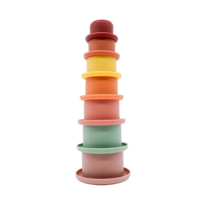 Hourglass Stacking Cup Water Playing Toys for Pools Bathtub Shower Interactive Toy for Baby 6M+ Early Learning 7Pieces