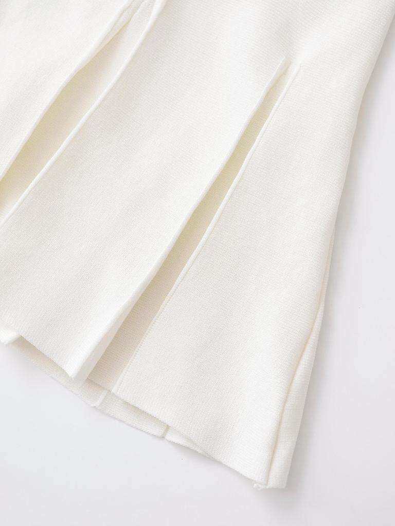 2024 Autumn Women's European-American Style Slimming Pleated Knit Mini Dress