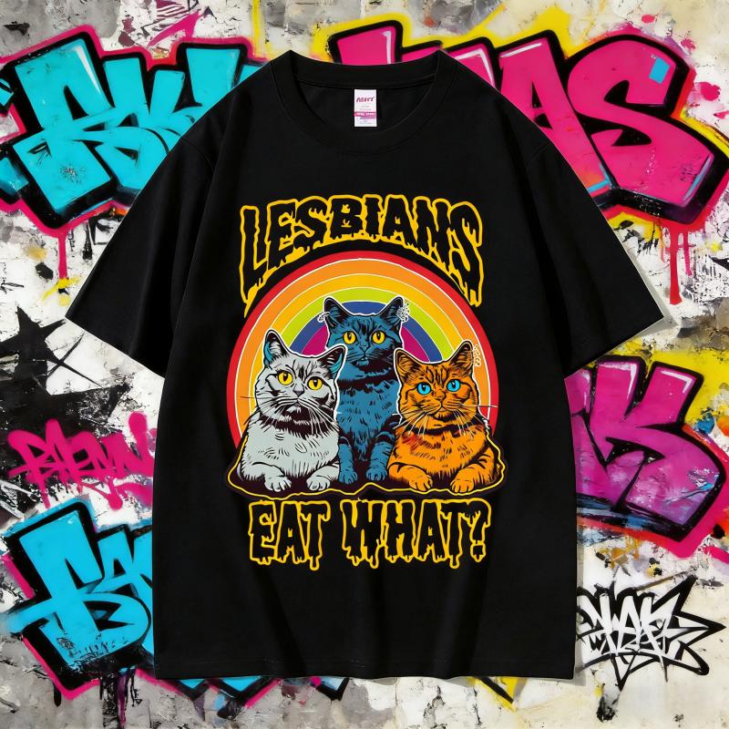 2025 Summer Lesbians Eat What Graphic T-shirt Men Women Fashion Oversized Streetwear Unisex 100% Pure Cotton Printed T-shirt Y2k