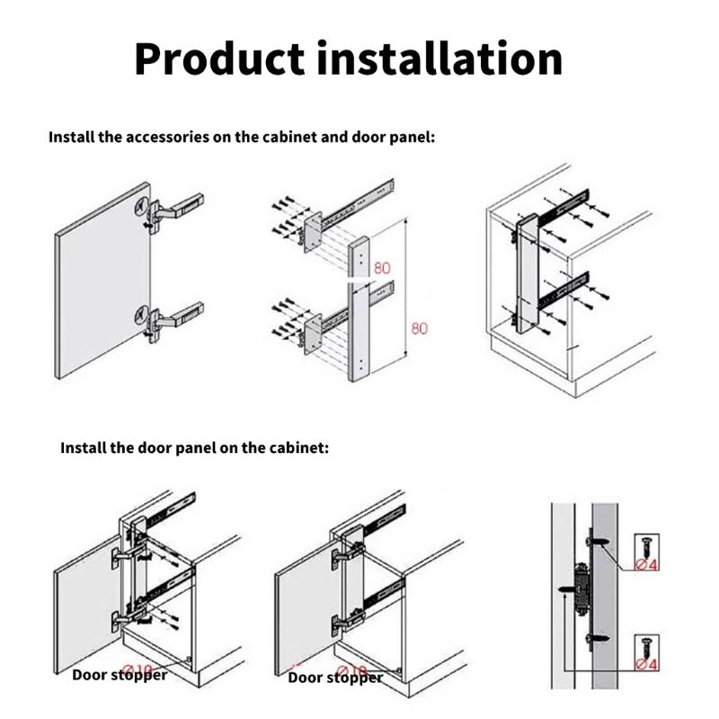 Smooth and Quiet Folding Invisible  Door Rail Cabinet Door Sliding Mechanism for Kitchen Cabinets & Living Room Storage
