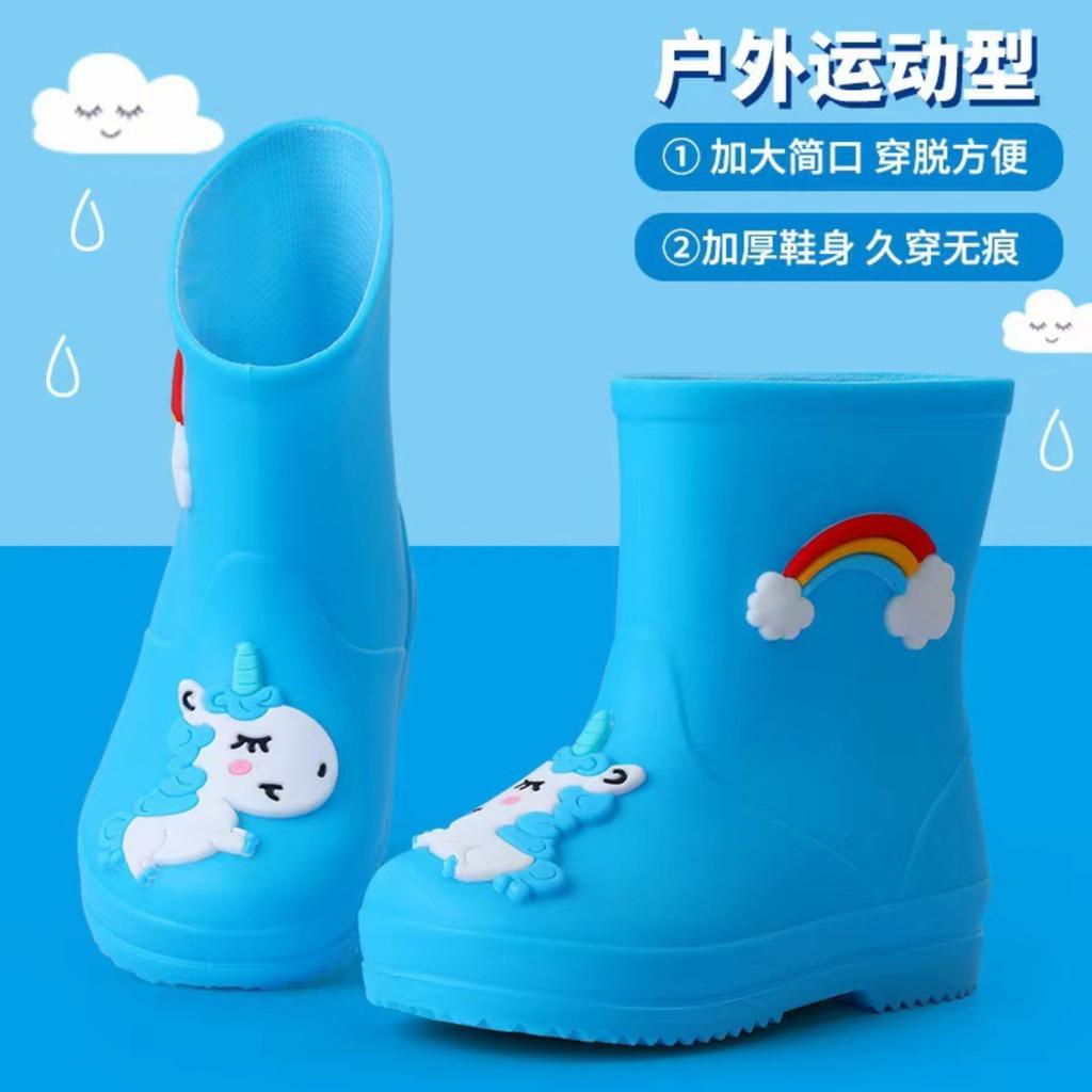 Boots Children's Lined Half Height Rain Boots Rain Shoes With Drawstring Cartoon Non- Rain Boots Lightweight Outdoor