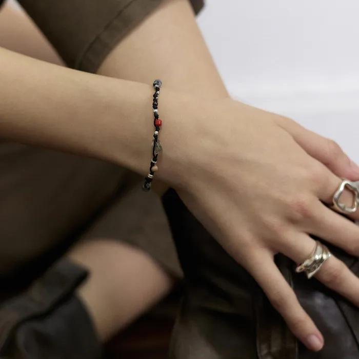 MIXED BEADS MACRAME BRACELET_BLACK