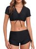 European & American Women's Solid Color High-Waisted Two-Piece Swimsuit Bikini