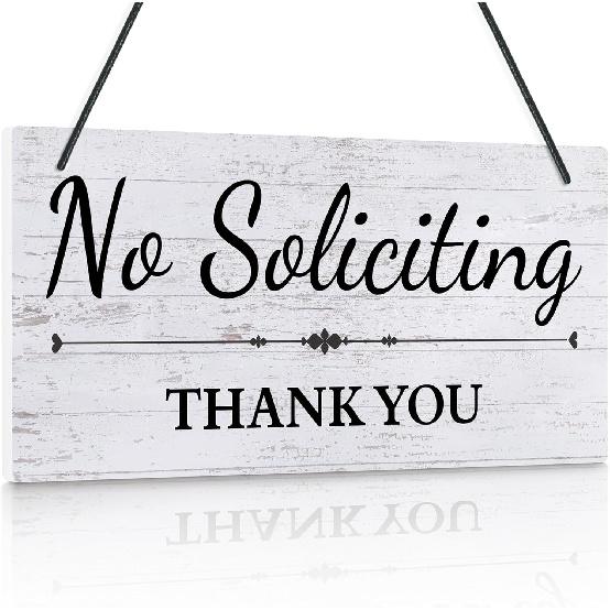 Putuo Decor No Soliciting Sign For House PVC No Soliciting Sign For Front Door Hanging Self Adhesive Notice Plaque Door Signal with Rope for House серый