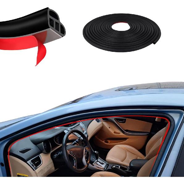 Car Door Rubber Seal Strip, Car Weather Stripping, Double Layer L Shape Automotive Weather Stripping, Self Adhesive Auto Door Soundproofing