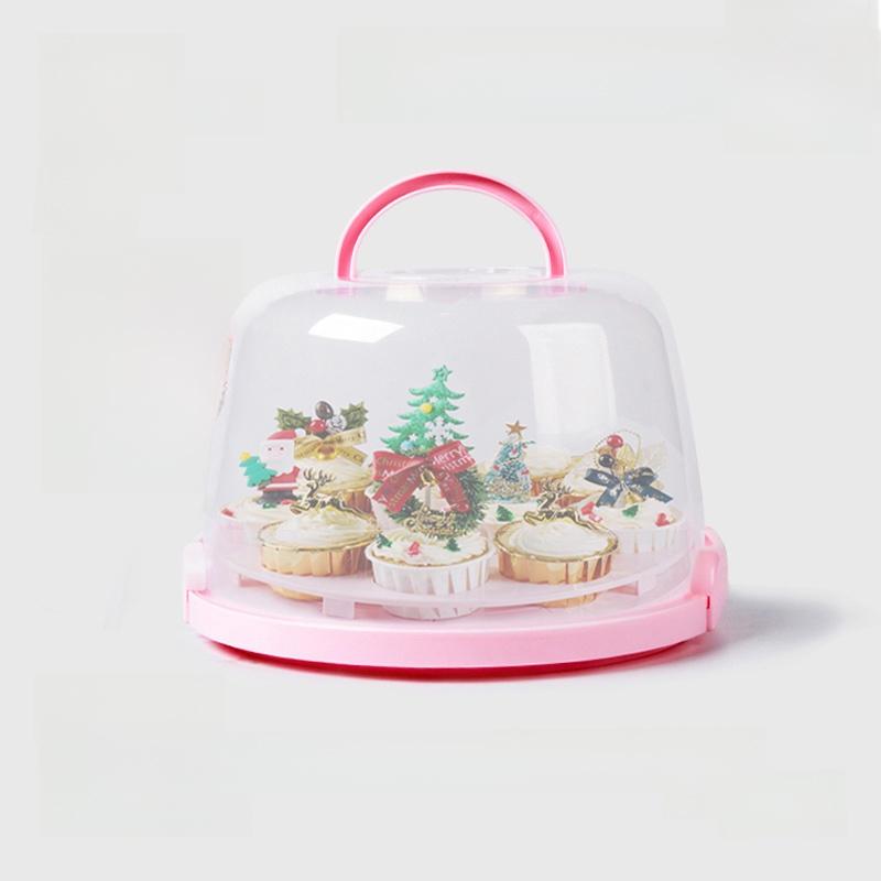 Portable Double Layer 8 Inch Cake Box Transparent Birthday Packaging Paper Cup Box Home Use Bakery DIY Pastry Packaging Box