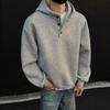 Sudadera Pesada para Hombre y Mujer, Gruesa, Manga Larga, Cuello Henley, Holgada, Casual, Top para Pareja