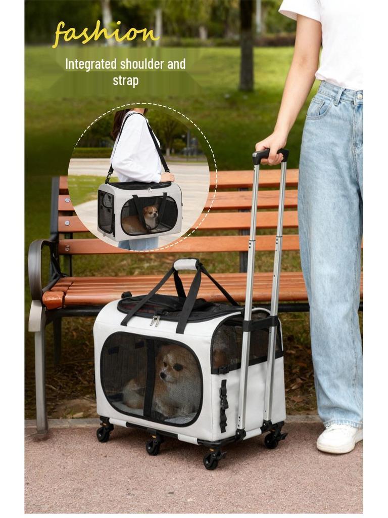 Portable Foldable Pet Carrier for Two Cats with Breathable Design and Large Capacity