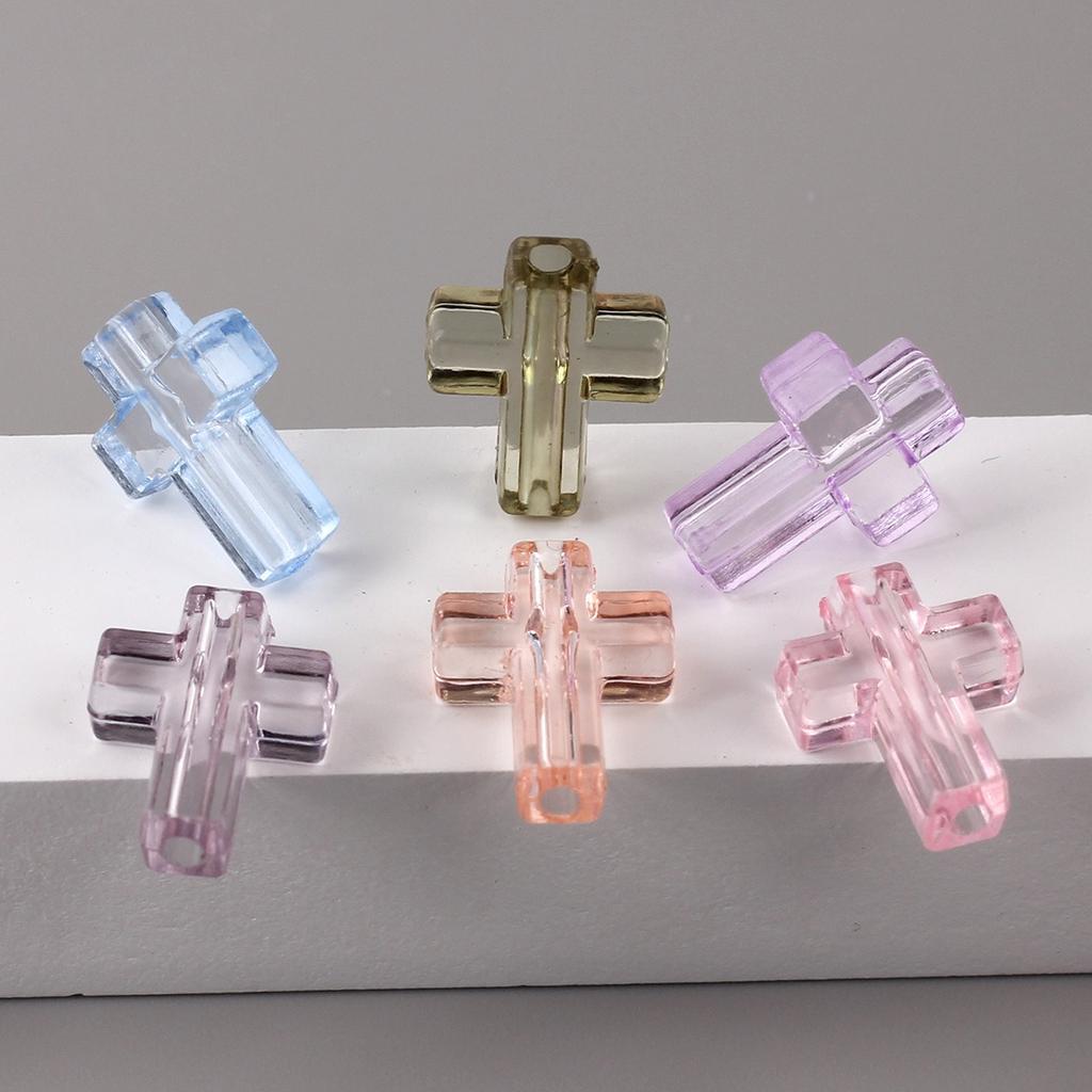Z51 50PCS Cross Transparent Shape Spacer DIY Texture Jewelry Handmade Bracelet Necklace Decoration Accessories Trend Material