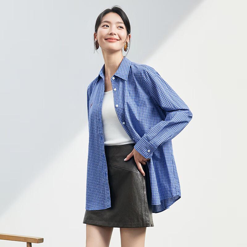 JOY SPEAKER Women's Loose Plaid Long Sleeve Shirt