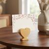 12PCS Star Heart Shaped Table Number Cards Stands Gold Wooden Place Card Holders Smooth Surface Photo Display Stand Birthday