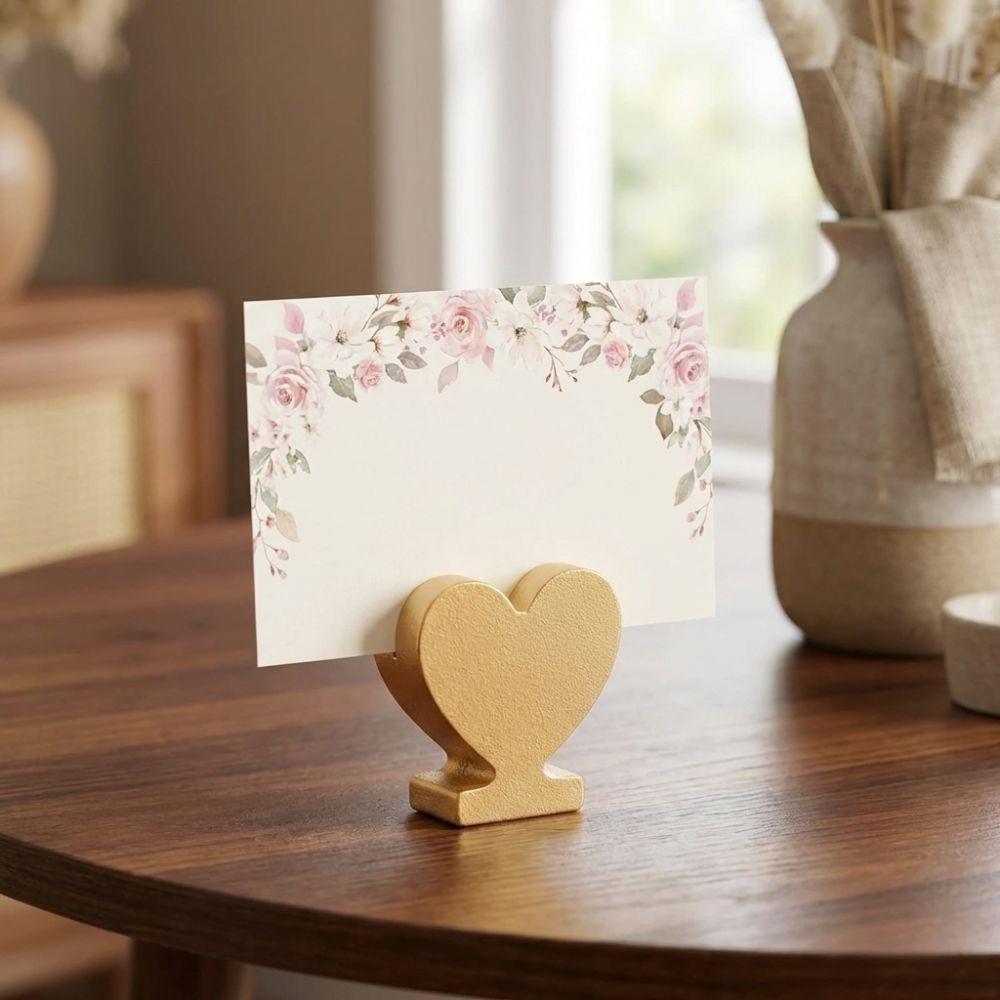 12PCS Star Heart Shaped Table Number Cards Stands Gold Wooden Place Card Holders Smooth Surface Photo Display Stand Birthday