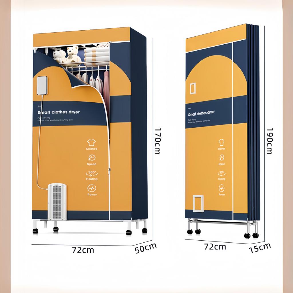 Electric clothes dryer, V3T, 1600 watts, with negative ion purification, three layers, foldable storage, household clothes and shoes drying wardrobe