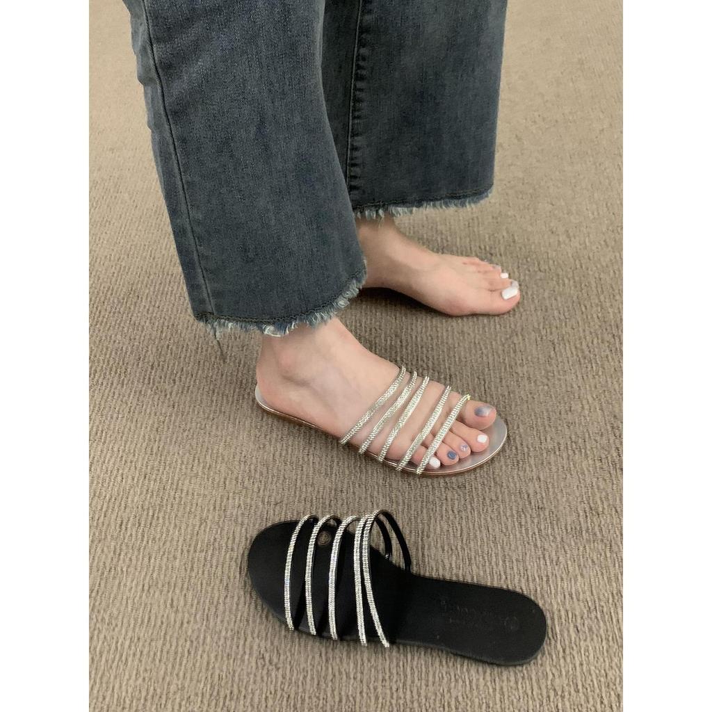 French Temperament Women's Sandals Women's Summer Wear 2025 New Soft-soled Fairy Style Fashion One-word Cool Slippers