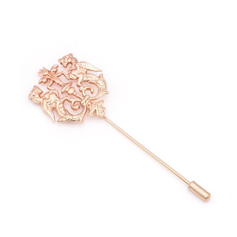 

Z80 Korean Retro Double Lion Brooch - Unique Pin for Shirts and Suits