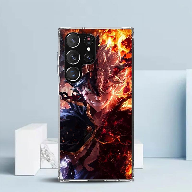 Black C-Clovers Anime Phone Case For Samsung Galaxy S24 S25 Edge S26 Ultra S22 S23 Plus S21 + S20 FE Soft TPU Back Cover Galaxy