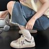Retro burst pattern star shoes early spring new old color matching board shoes women's trendy leather casual shoes women