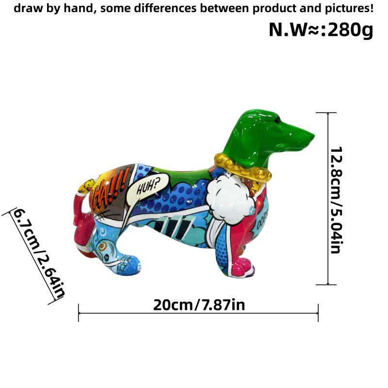 

Colorful Art Dachshund Dog Decoration Home Wine Cabinet Office Collection Decoration Tabletop Resin Crafts Miniature Statues