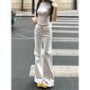 Small White Sexy Low Waist Slightly Pull Denim Female Stylish Wide Leg Slimming Without Leg Sticking Bell-Bottom Pants Summer