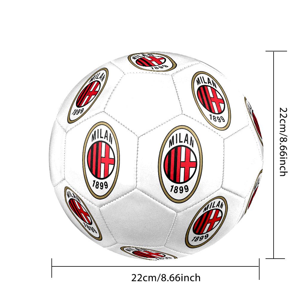 Pallone da Calcio AC Milan Taglia 5, Cucito a Macchina in PVC, Resistente e ad Alto Rimbalzo, Adatto a Tutte le Età, Merchandising per tifosi, Partite e Uso all'Aperto.