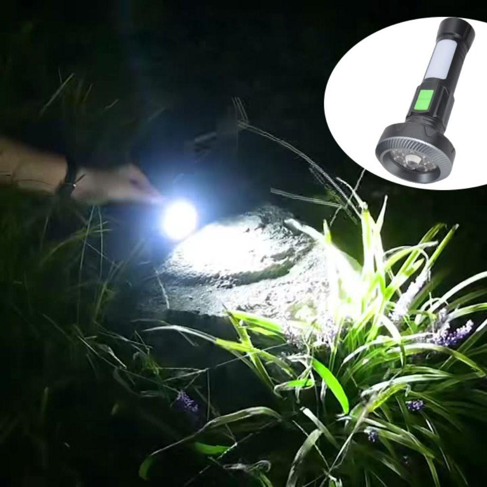 USB Charging Powerful Main Light LED Flashlight Compact Design Portable LED Torch Durable Waterproof COB Side Light Emergency
