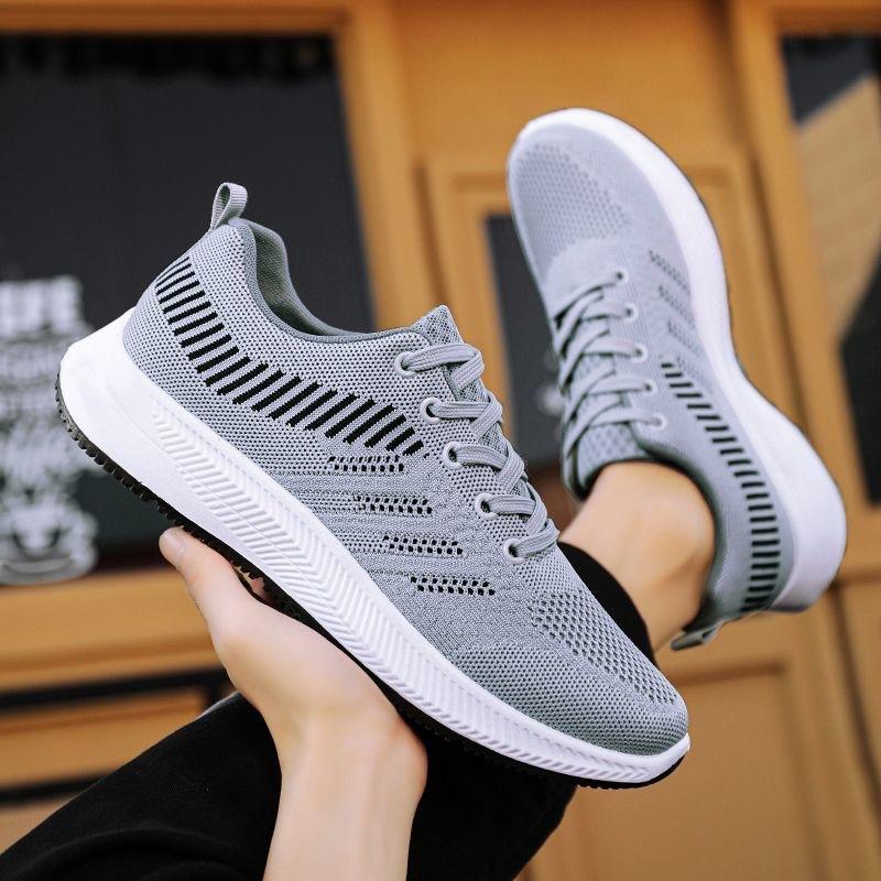Shoes Men s new soft-soled running casual shoes Men s flying woven breathable sneakers Men s shoes 44