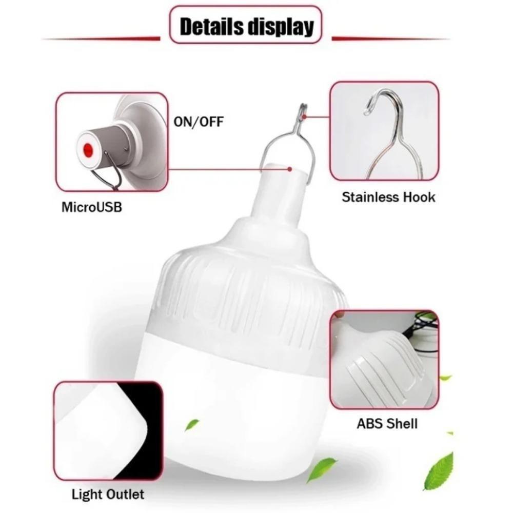500w Portable Outdoor Camping Lights USB Rechargeable Lamp LED Emergency Bulb Hook High Power Tents Lantern Night Lights Bulb