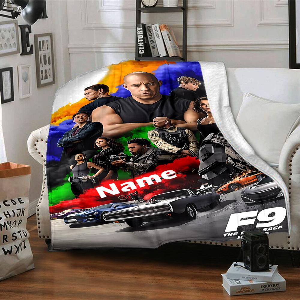 Custom Name Fast & Furious Theme Printed Blanket - Perfect for Couch, Bed, Travel & Outdoor Use | Machine Washable, Cozy & Durable.