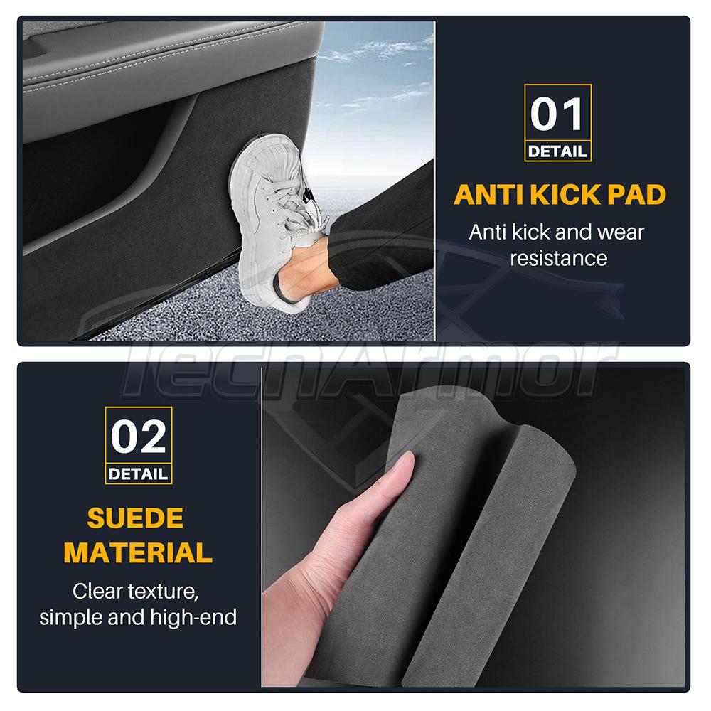 Suede Leather Anti-Kick Door Sticker for Tesla Model 3 Model Y 2017-2026 Interior Protection
