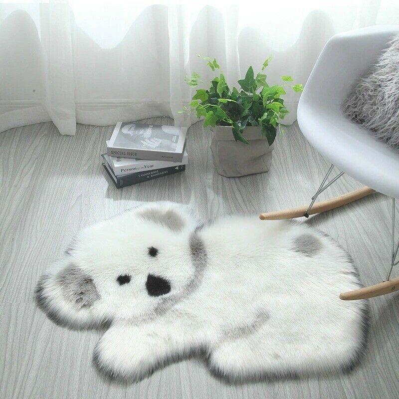 Faux Fur Rug Long-haired Panda Koala Animal-shaped Carpet Mats Living Room Bedroom Rug