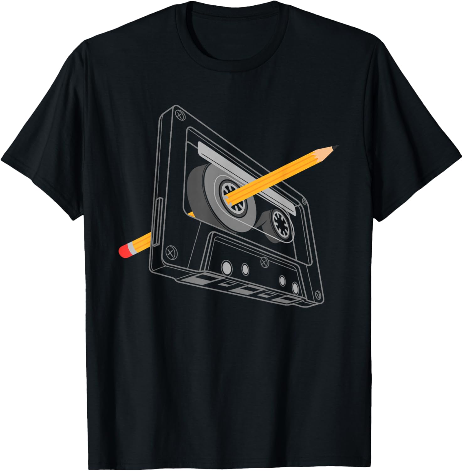 Vintage Rewind Funny 80s 90s Cassette Pencil Gift Men Women T-Shirt S разноцветный