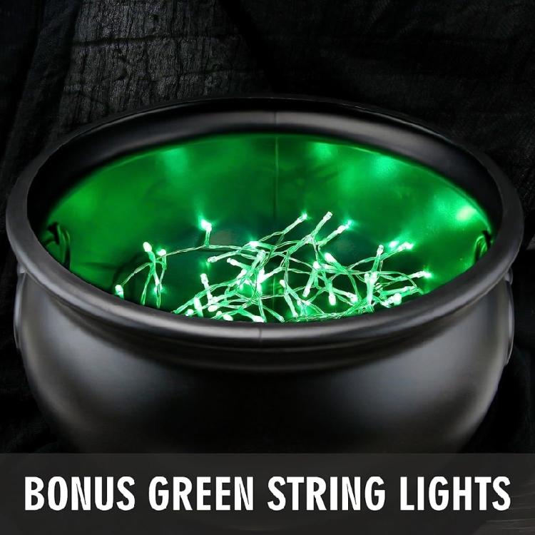 Witch's Brew Large Cauldron Decoration with LED Fire Effect