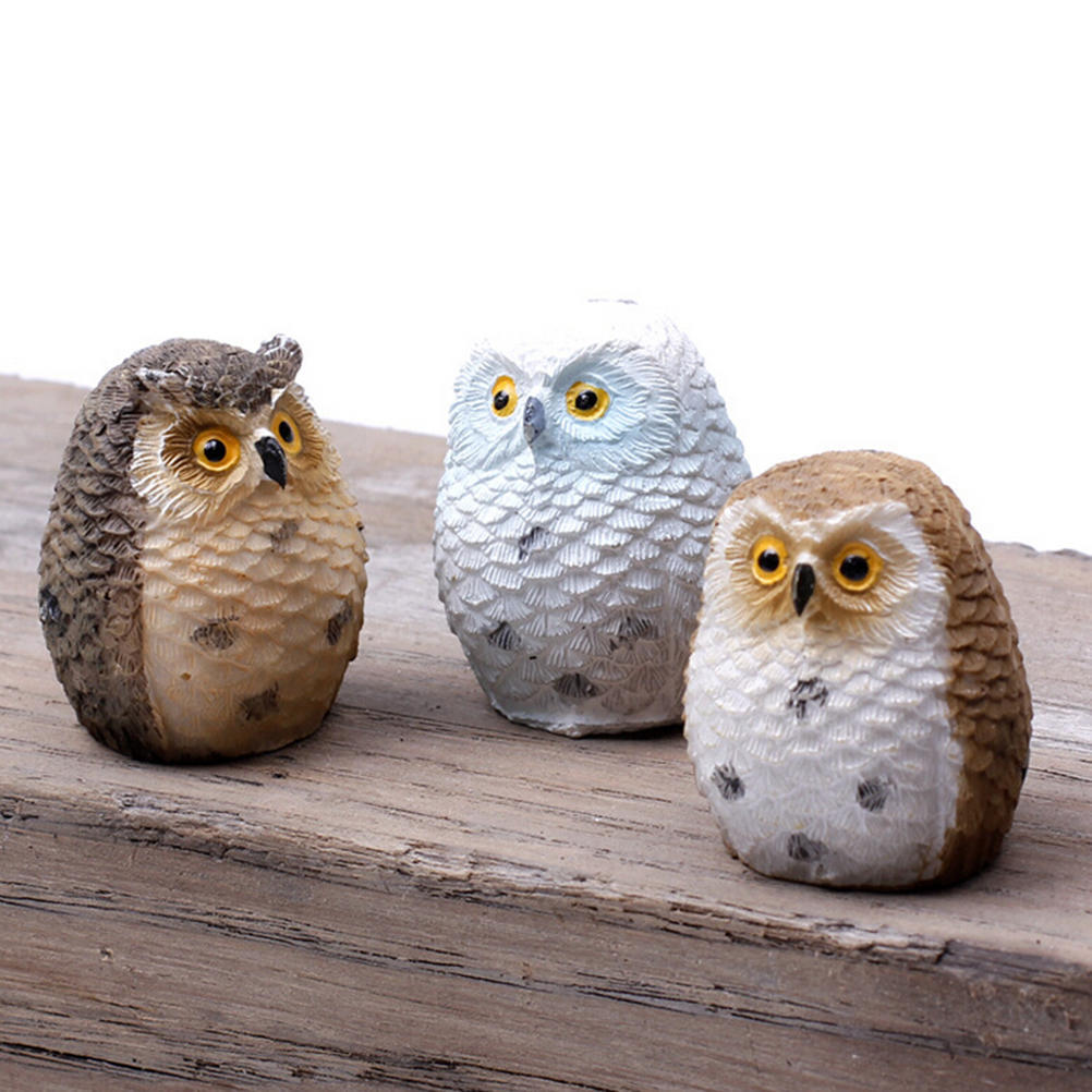 4pcs Barefoot Owl Moss Micro Landscape, Creative Green Plant Decoration Ornaments, Fresh Gifts For Friends