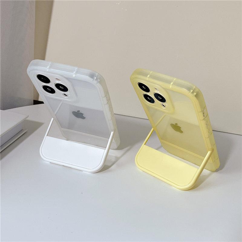 Clear Bumper Stand Holder Phone Case For Iphone 14 13 11 12 Pro Max Xr Xs Max 13pro 14 Plus Shockproof Soft Silicone Back Cover