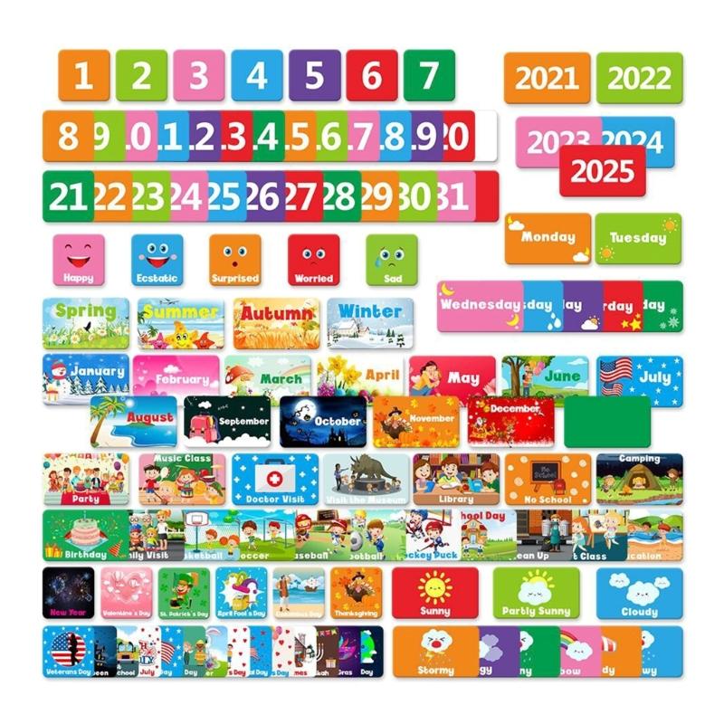 Kieszonkowa Tablica Kalendarza i Pogody ze 114 Kartami Miesięczny Kalendarz Kieszonkowy do Klasy dla Dzieci do Domowej Edukacji
