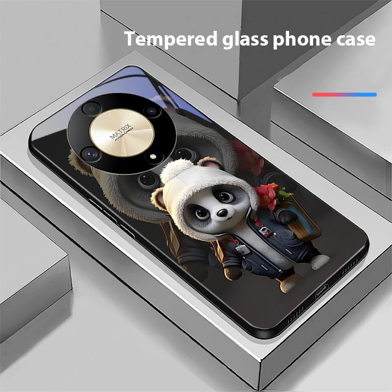Cute Little Panda For Honor Magic 6 50 70 90 Lite X7b 200 Pro Nova 10 Nova 5T X6 P30 Pura 70 Ultra Tempered Glass Phone Case