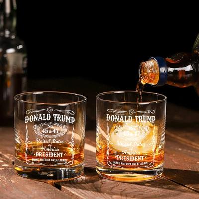 110OZ Szklany okrągły prosty kieliszek do whisky Kieliszek do wina Puchar Korpus Grawerowanie Prezenty świąteczne dla mężczyzn