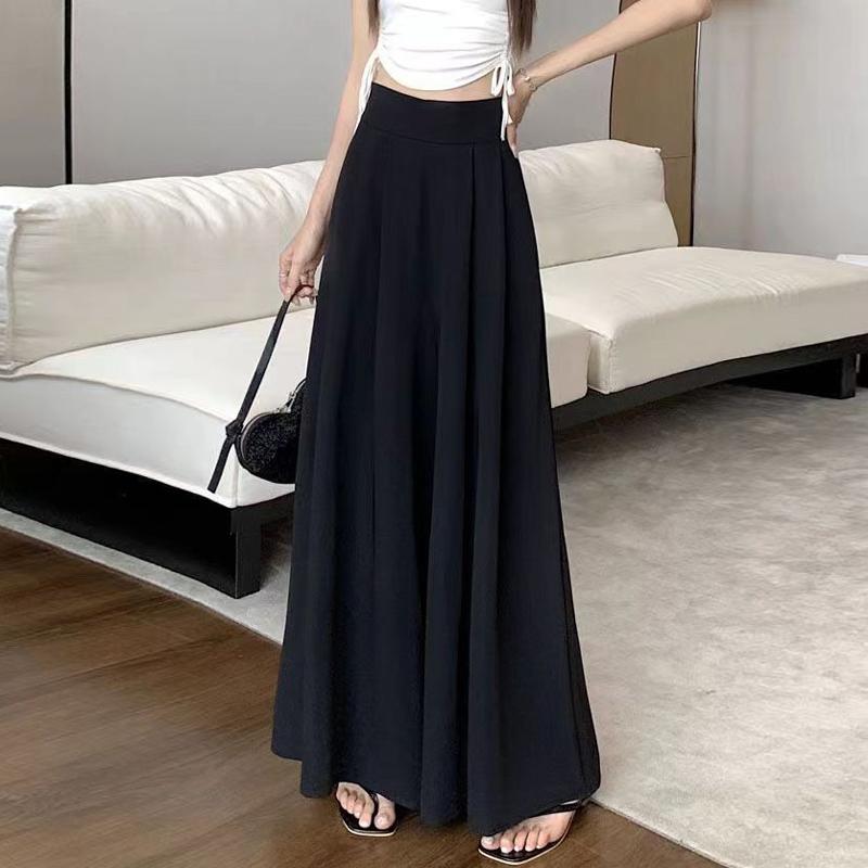 

Женские повседневные свободные широкие брюки с высокой талией S чёрный