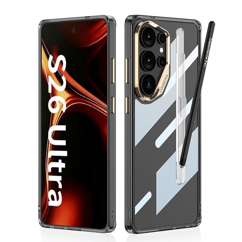 Samsung S26 Ultra Transparent Air Cushion Phone Case with Pen Slot - Ultra-thin, Solid Color, Anti-fall Protective Cover
