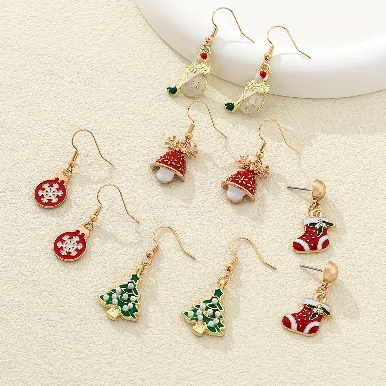 Direct sales fashion Christmas snowflake earrings New Christmas tree snowman