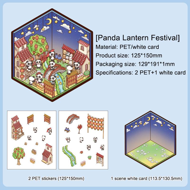 1Set Creative Pet Stickers 3D Cute Cartoon Diy Scene Landscaping Decoration Stickers  Kawaii Panda Stickers Gifts